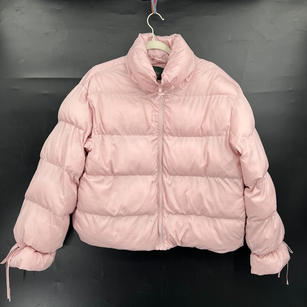 Wild Fable light pink cropped bow detail puffer coat coquette soft girl winter L